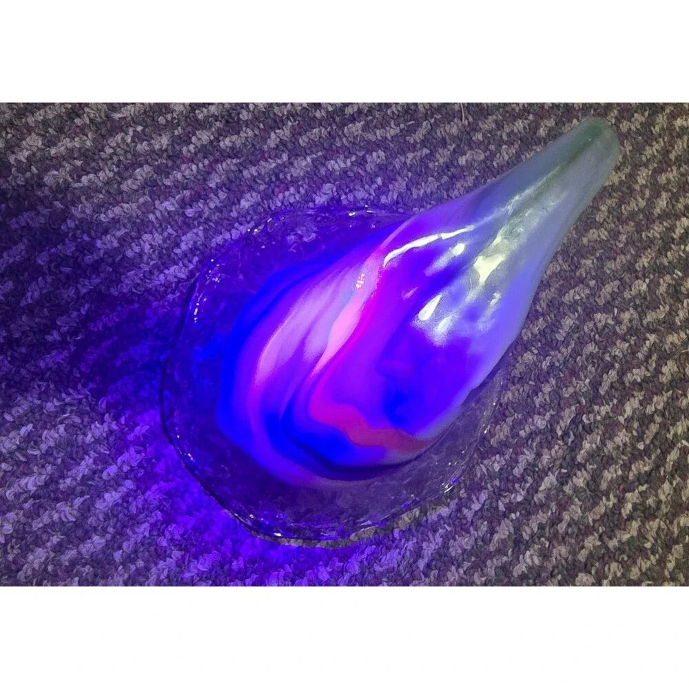 Hand Blown Muti Color Swirl Art Glass Cornucopia Horn of Plenty Dish / Candy